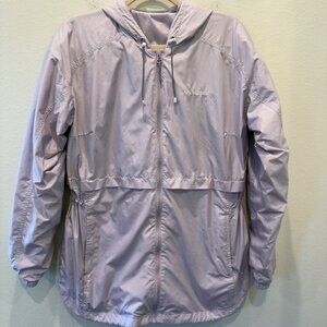 Columbia Women Purple Long Windbreaker Jacket Medium WL9615 Draw string at waist